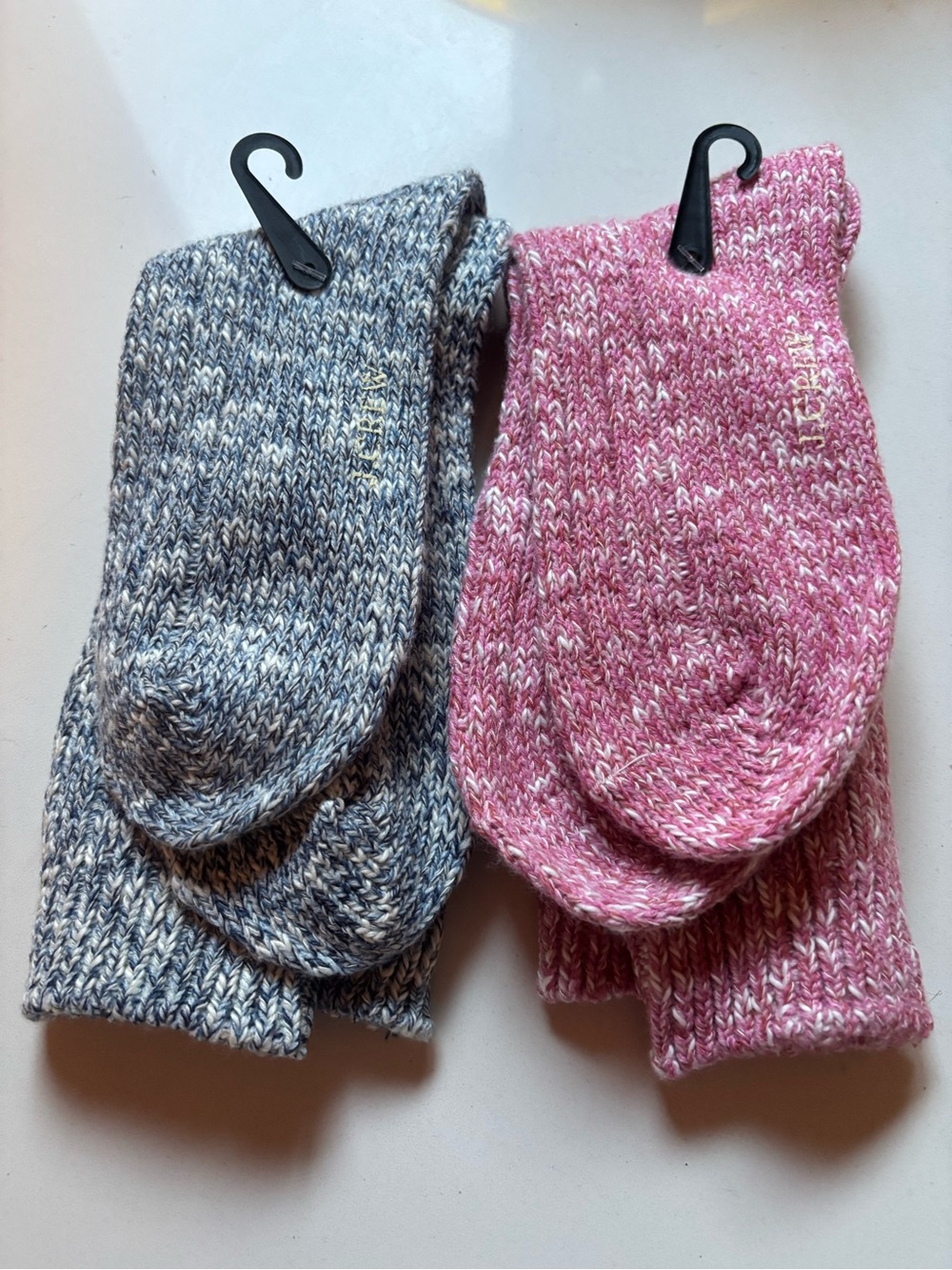 2 NWOT J. Crew Marled Knit Women's Socks in Pink and Blue
